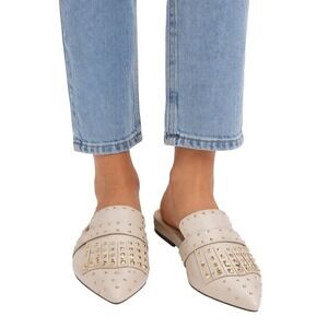 FS/NY Womens Azure Mules Size 7.5 Pointed Toe Studded Slides Slip On Shoes